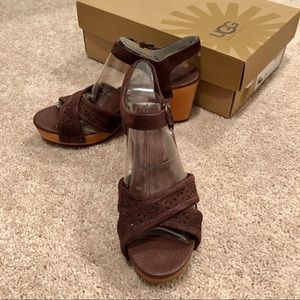 New in Box UGG Luella Chocolate Suede Sandals